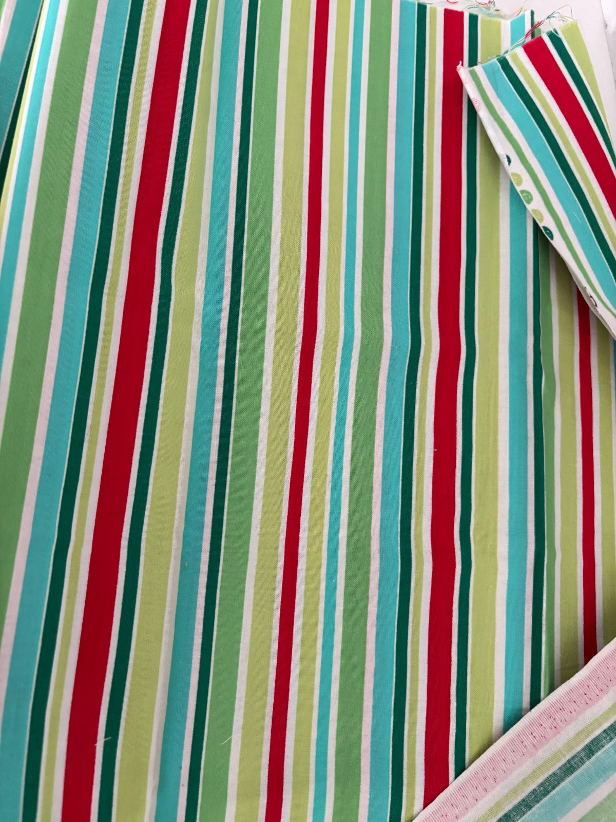 Vtg 1/2Yd 44X18 MICHAEL MILLER Vibrant STRIPE Cotton Quilt FABRIC Green Blue Red