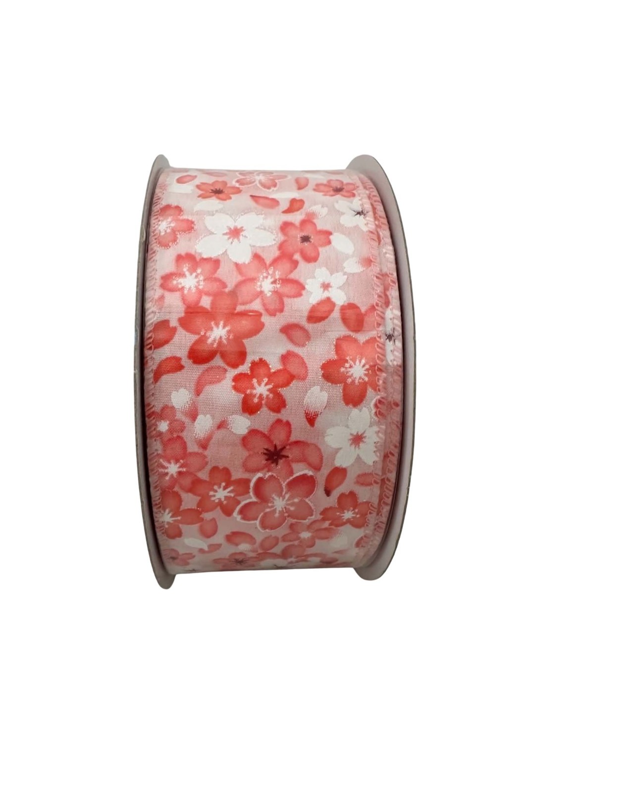 Kirkland Signature Wire Edged Ribbon 2.5 in Wide x 50 Yards Coral Cherry Blossom