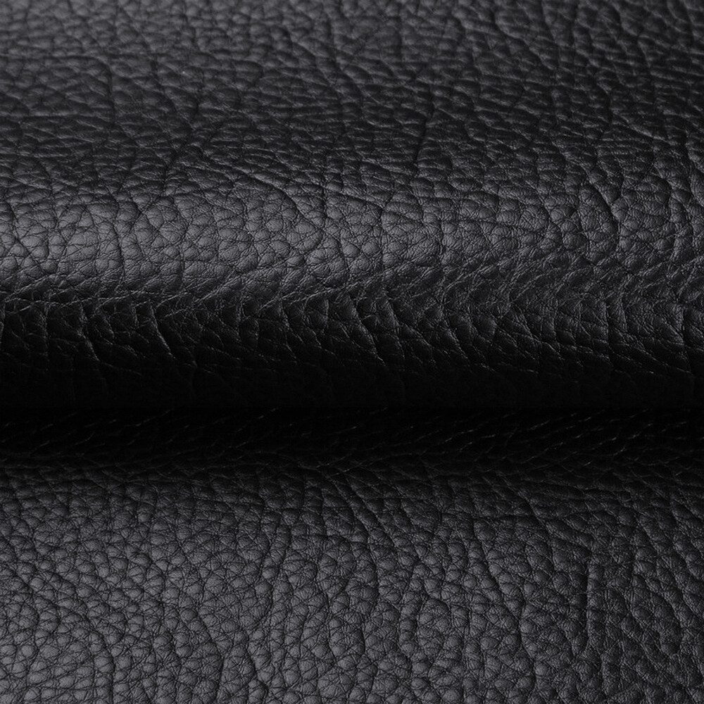 Black Faux Leather Fabric 55″ Wide Upholstery Material Cotton Back for DIY Craft