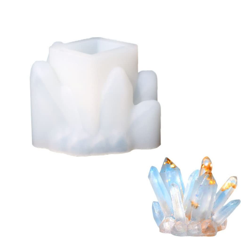 Crystal Cluster Molds, Quartz Rock Resin Mould Epoxy Casting 4, White