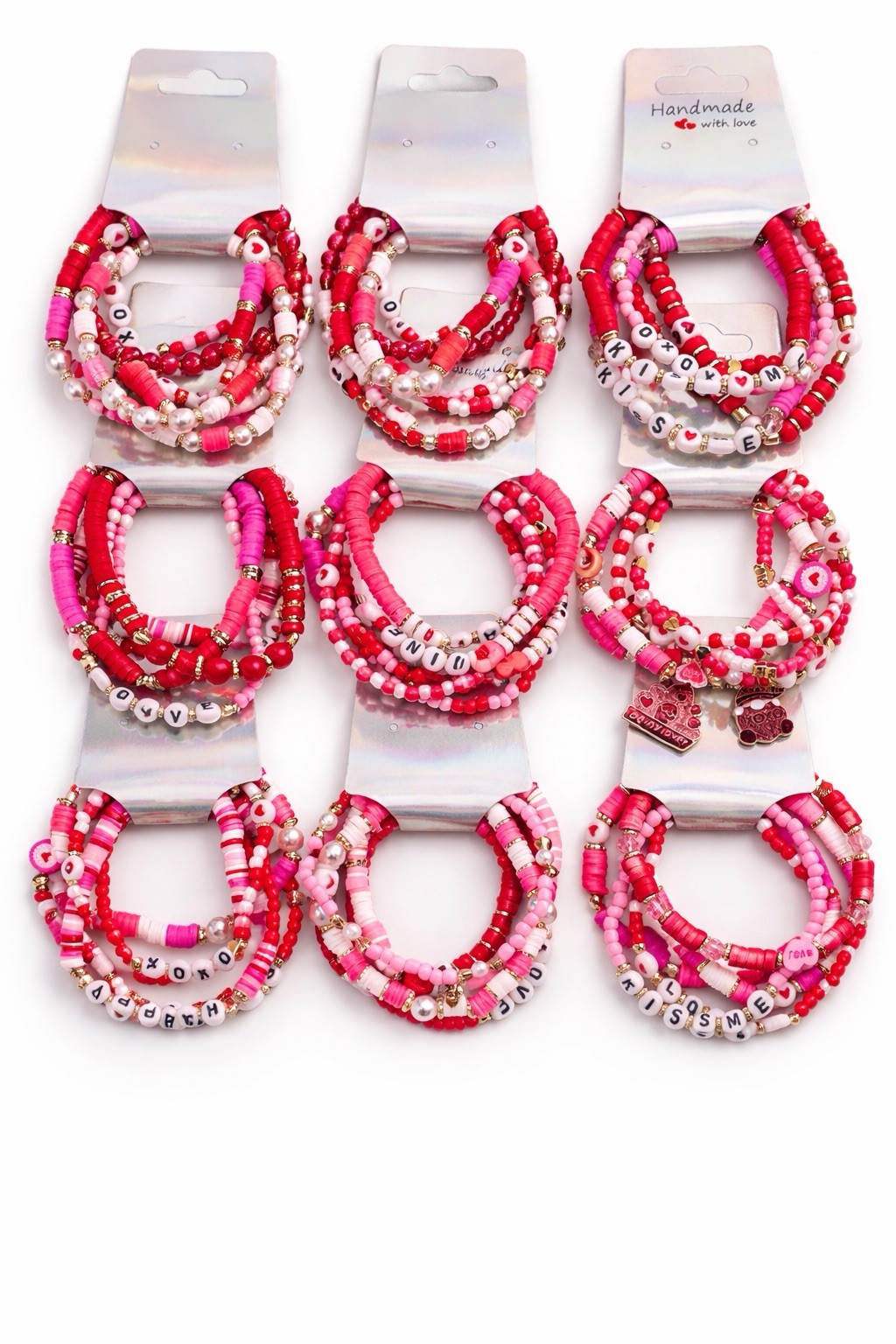 Handmade Beaded Bracelets – Valentine Pack of 5