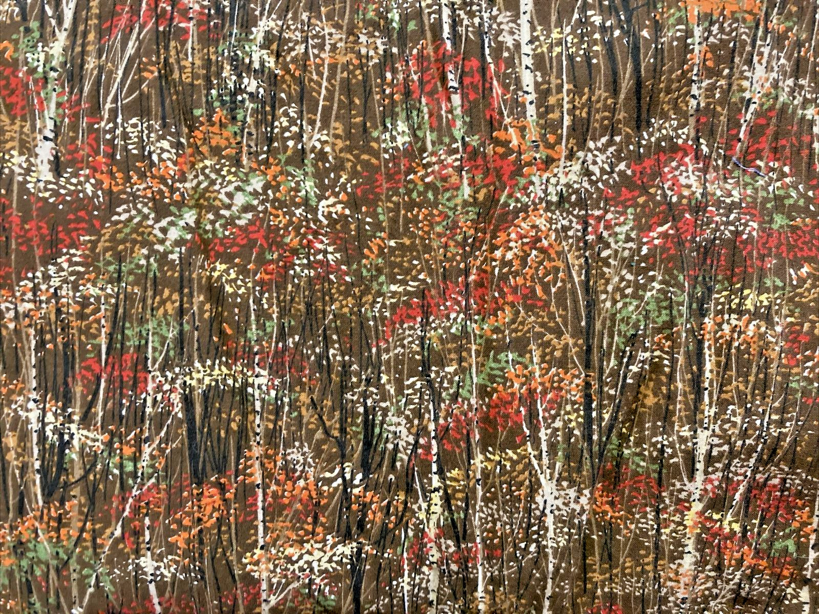 Autumn Forest Fall Colors Orange Green Brown 3.5Y*see below VTG Fabric Tradition