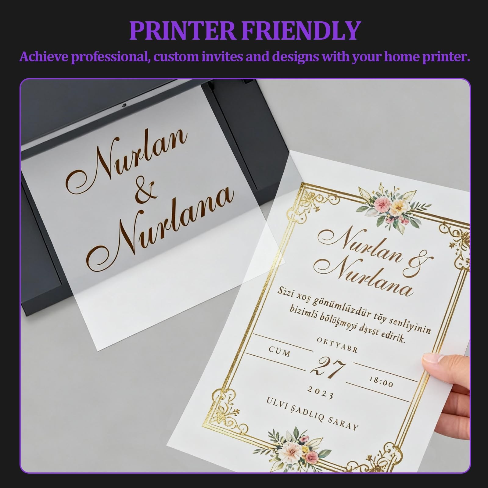 50 PCS Translucent Vellum Paper AcidFree Parchment Invitations Tracing Craft