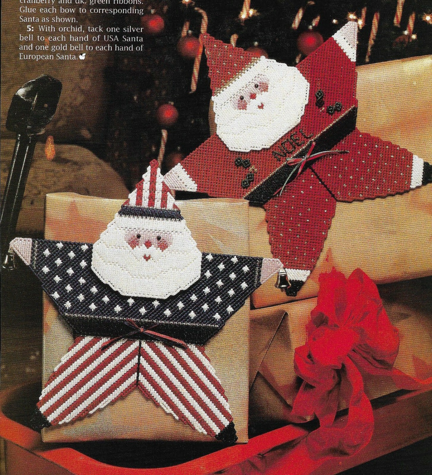2 STAR SANTAS CHRISTMAS & PATRIOTIC PLASTIC CANVAS PATTERN INSTRUCTIONS
