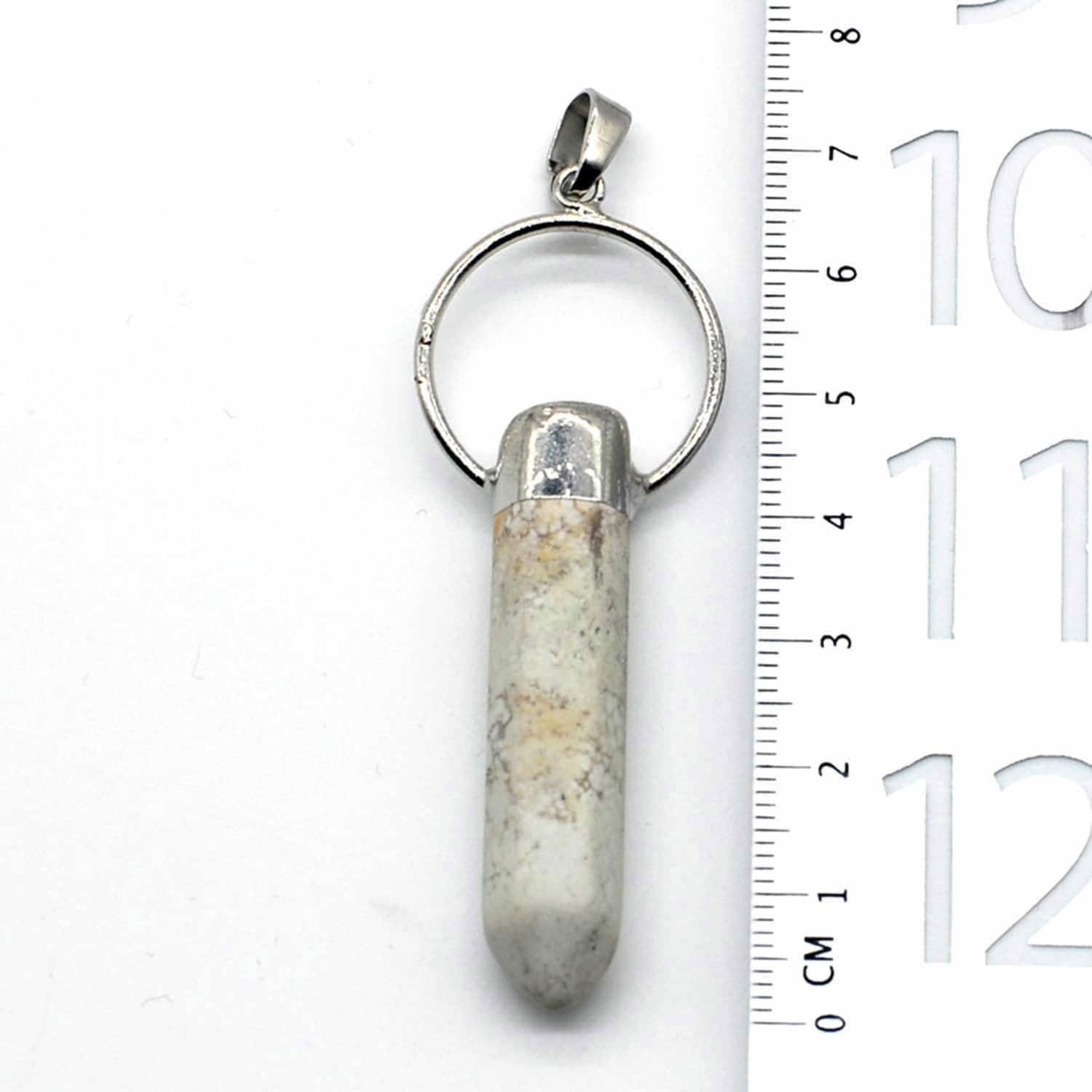 1PC Silver Plated Bullet Shape Genuine Gemstone Charm Pendant NBHK48