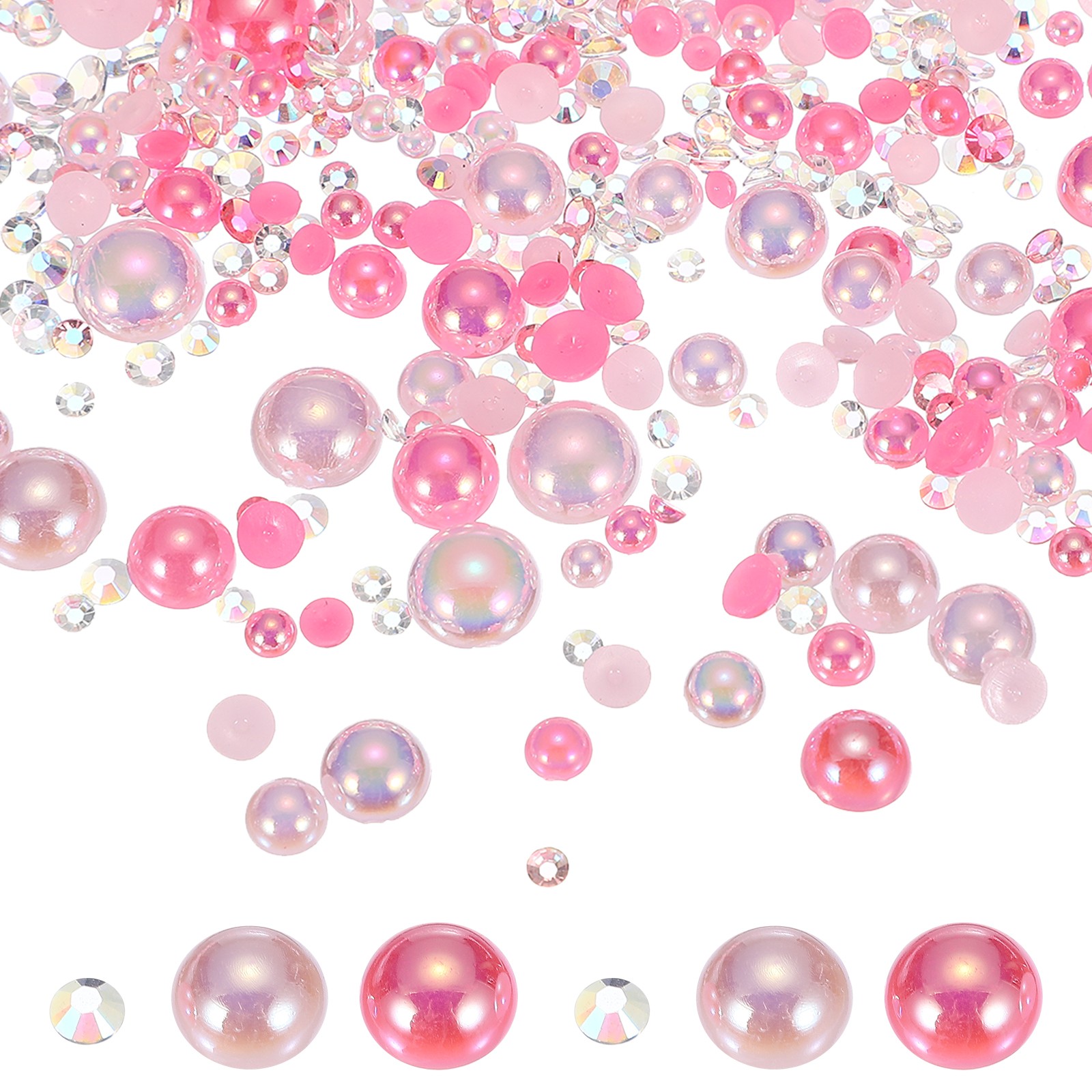 100g 2-10mm Mix Pearls, Light Pink/Dark Pink