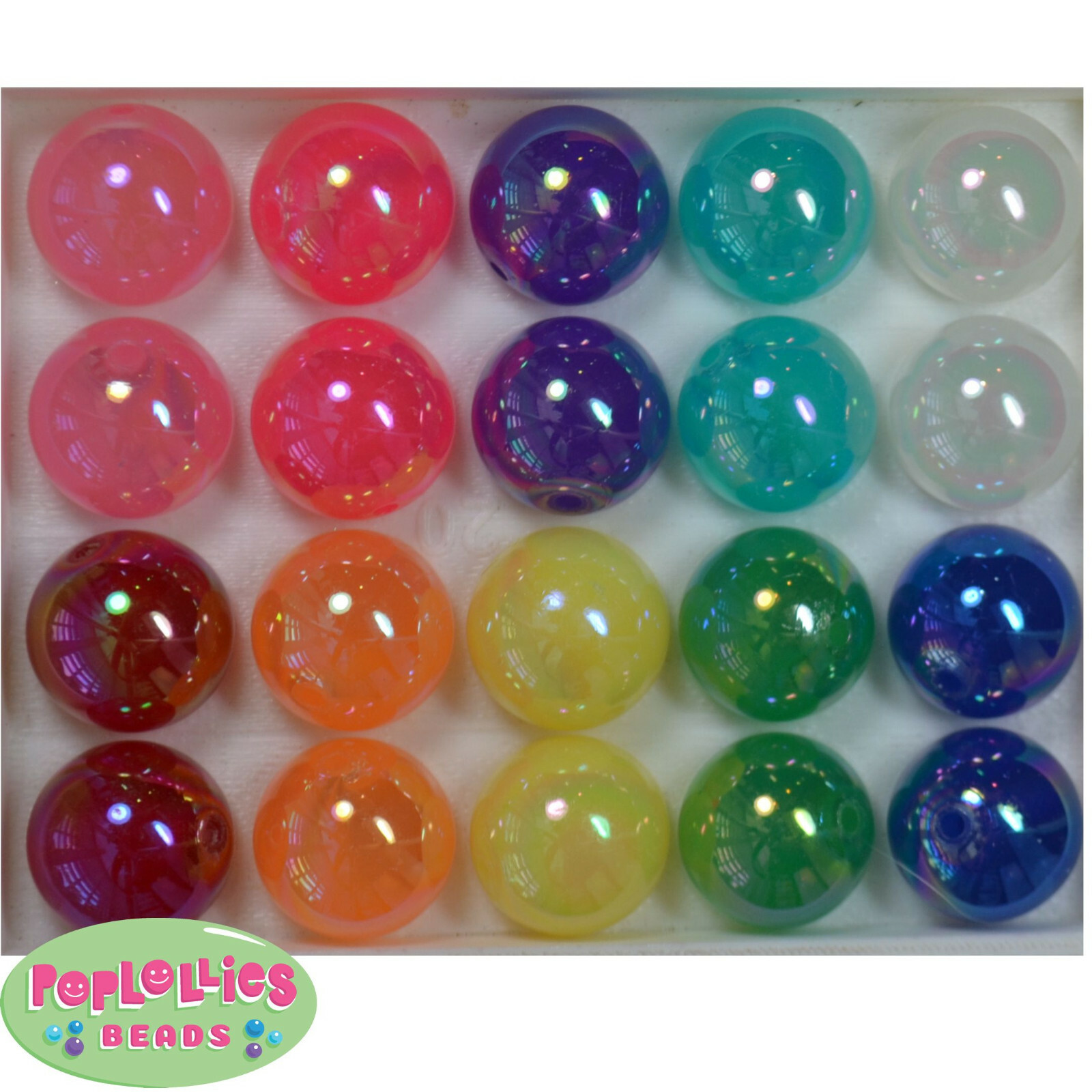 20mm Mixed Color AB Finish Acrylic Bubble Bubblegum Beads Lot 20 pc Chunky