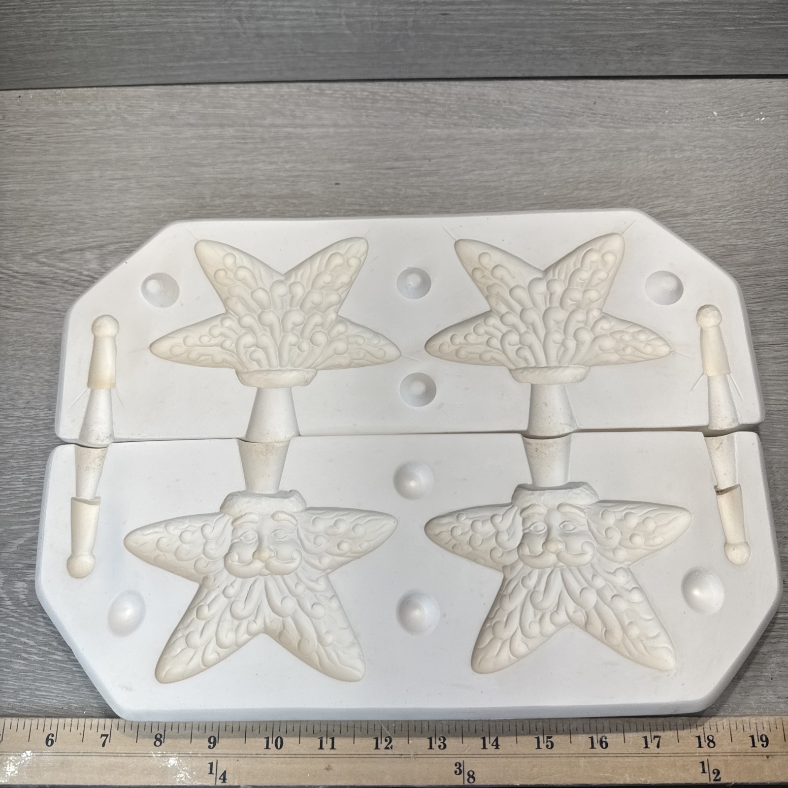 Vintage 1993 Scioto2 Star Santa Face Ornaments 2504 Ceramic Slip Mold