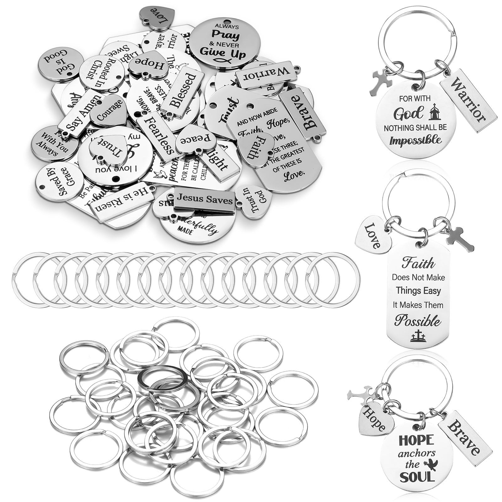 285 Pcs Inspirational Words Charms Bulk for Keychain Motivational Keychain Jewel