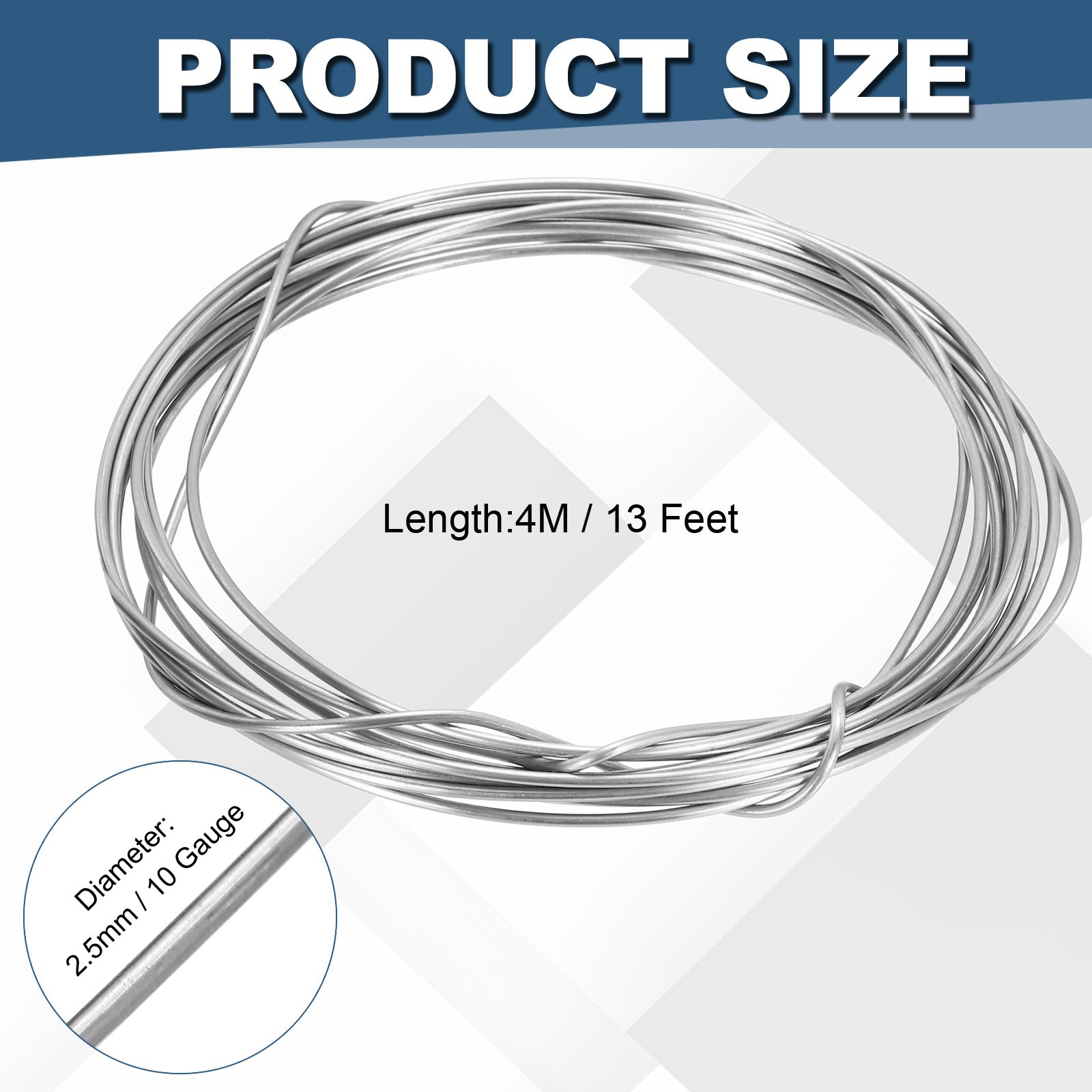 Titanium Wire TA2 13 Feet/4m 10 Gauge 2.5mm | Soft GR2 Pure Titanium Wires