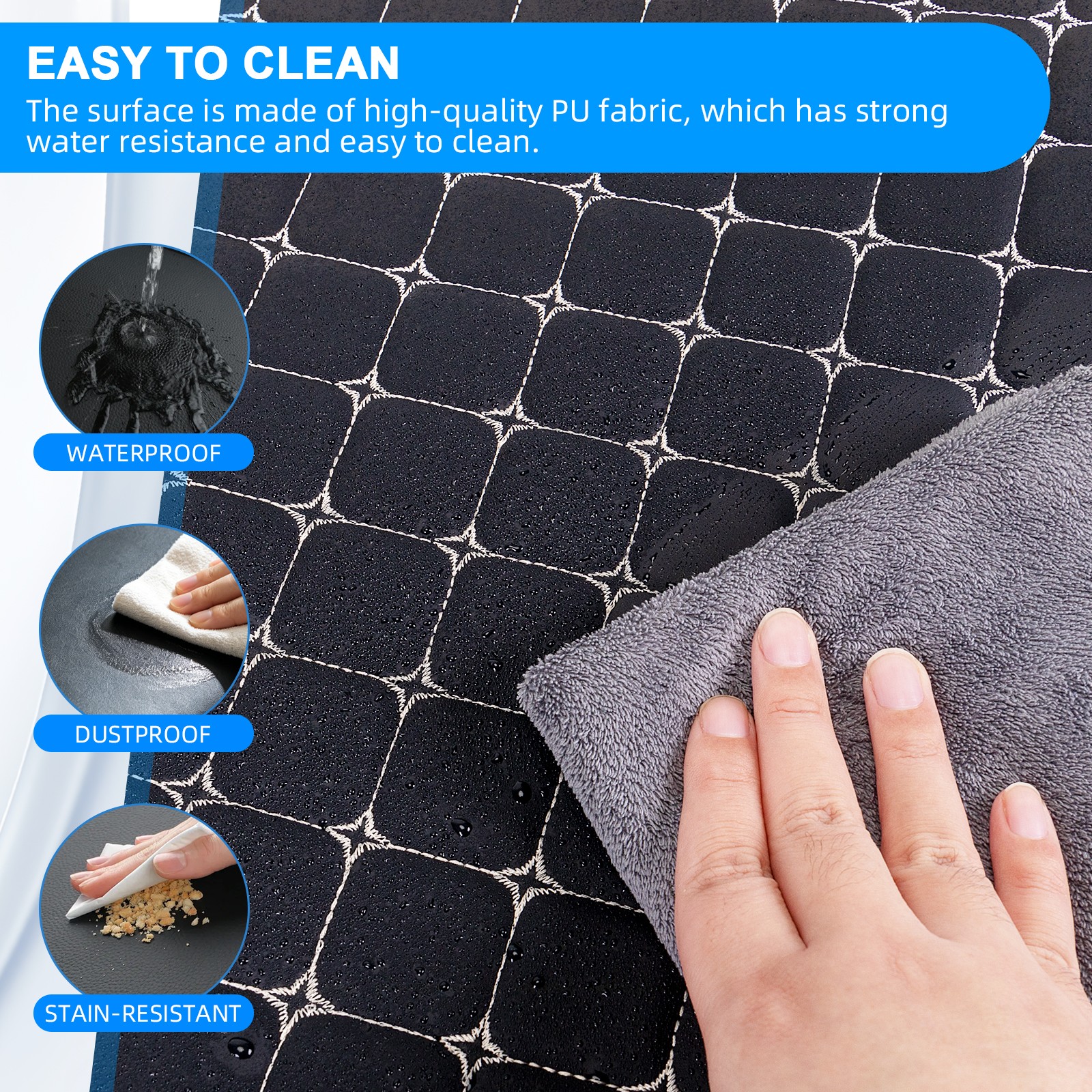 Pebble Grain Quilted Faux Leather 6mm Foam Backed Auto Upholstery 63″ Wide