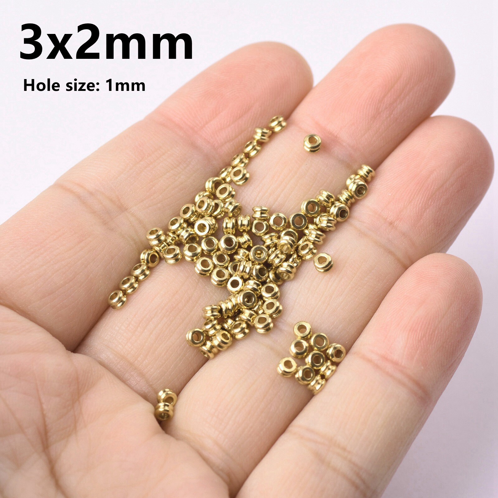 Flat Round Wheel Shape 3/4/5/6/7mm Solid Brass Metal Loose Spacer Beads Lot