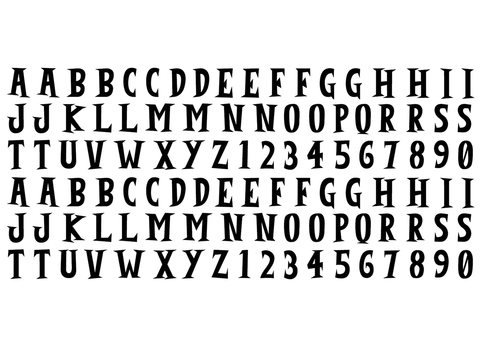 Burnout Alphabet 106 Pcs 1/2″ Black Fused Glass Decals