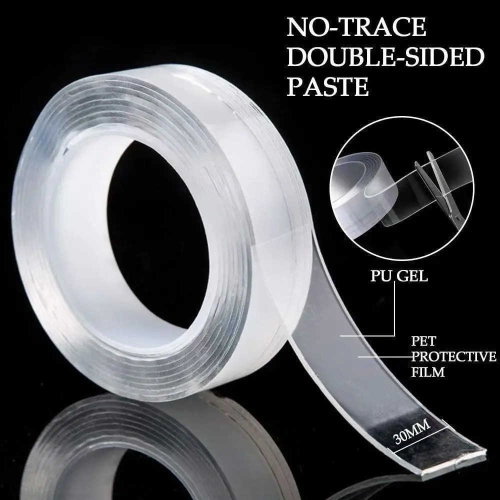 Heavy Duty Double-Sided Nano Tape Reusable Strong Stick Mounting Gel Clear UK