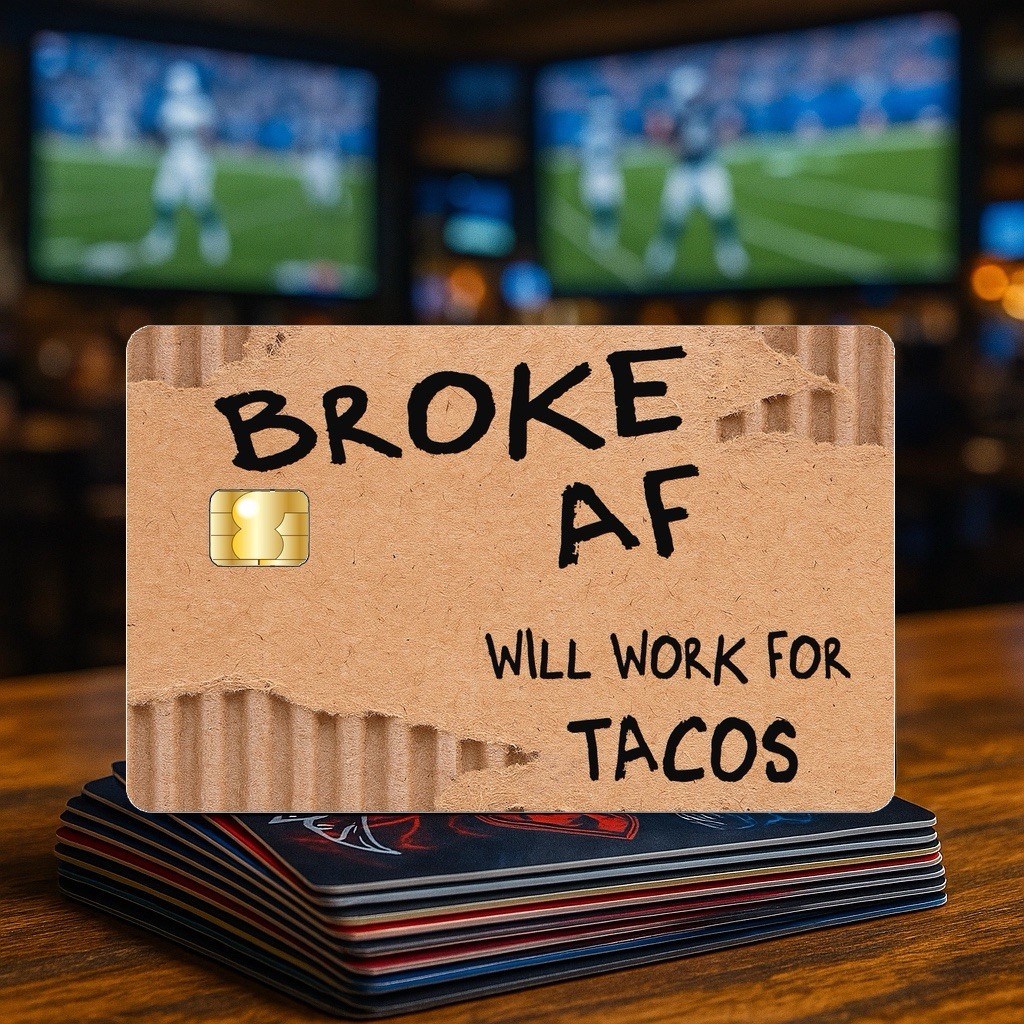 Broke AF Fun Debit Credit Card Vinyl Sticker Decal Money Bank Cash Cover glossy