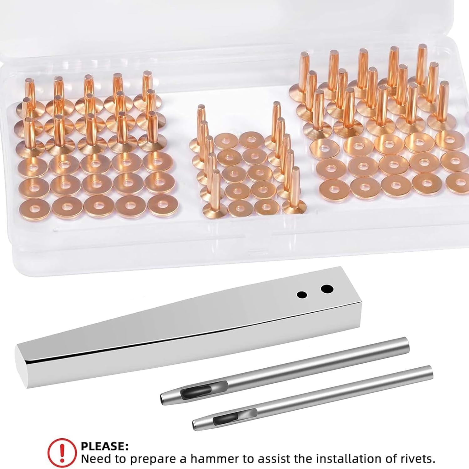 84Pcs Copper Rivets and Burrs #9 and #12 Burrs Setter Leather Rivets Fastener