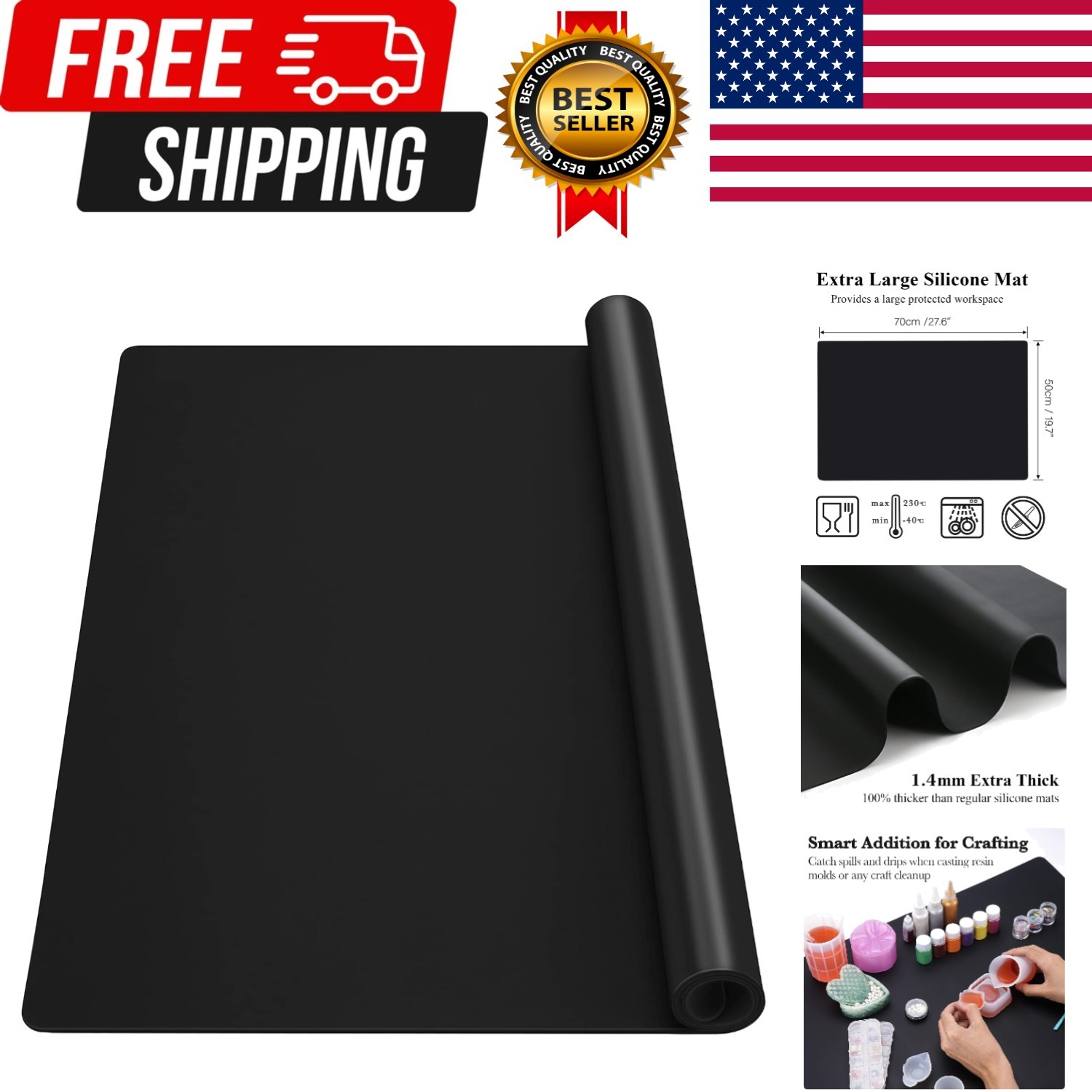 Silicone Mat for Crafts, 27.5 x 19.6 x 0.06 inches Silicone Pad Sheet Jewelry…