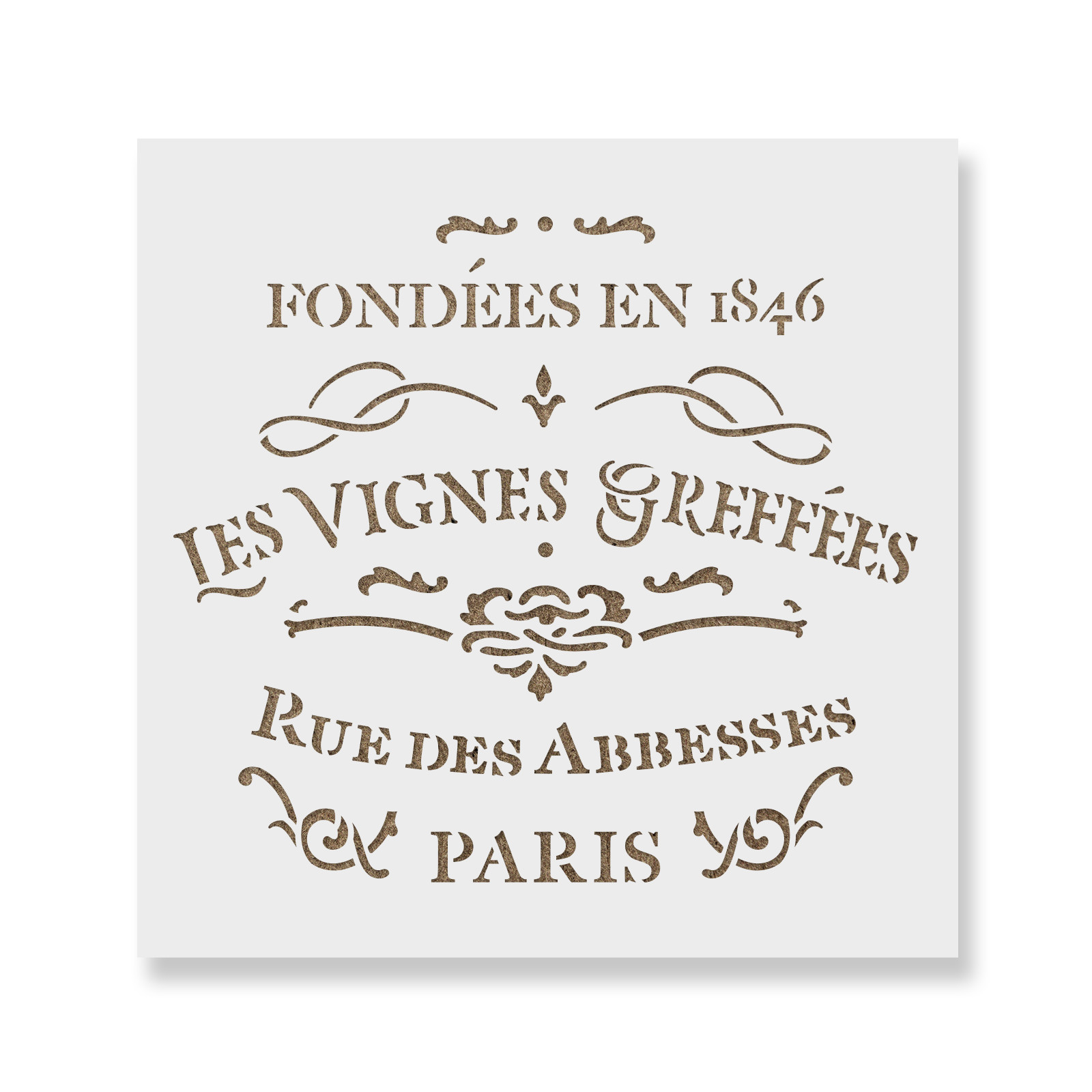 French Label Les Vignes Greffes Stencil – Durable & Reusable Mylar Stencils