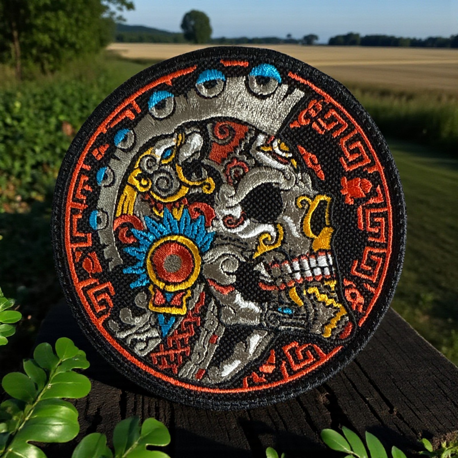 Aztec-Skull Embroidery Patch 4.07″ X 4.07″-7″ X 7″-10″ X 10″