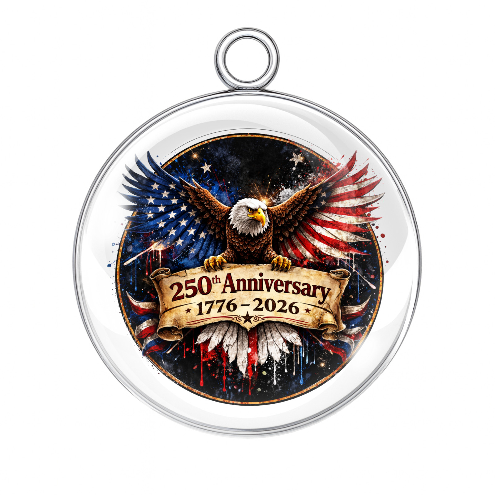 Bald Eagle USA 250th Anniversary Charm – 1776–2026 American Independence Pendant