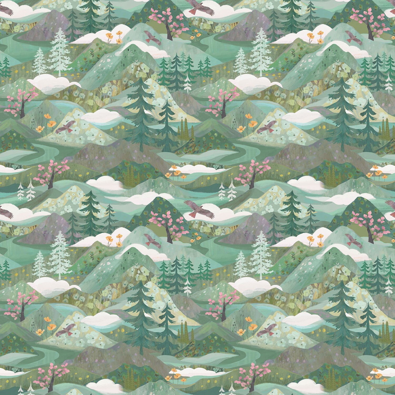 Multi Color Serenity Digital 24inx44in Scenic Panel Serenity by Kendra Binney
