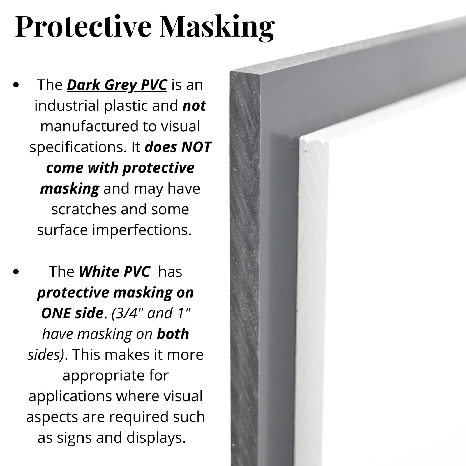 PVC Chemical Resistant Plastic Sheet, Various Sizes and Colors; 1/8″ to 1″ Thick