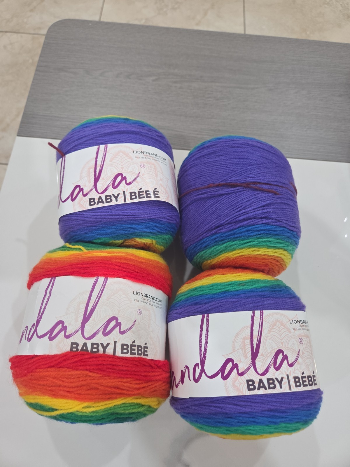 Lion Brand Mandala Yarn Rainbow Falls Color #201 Lot of 4 590 Yds Acrylic