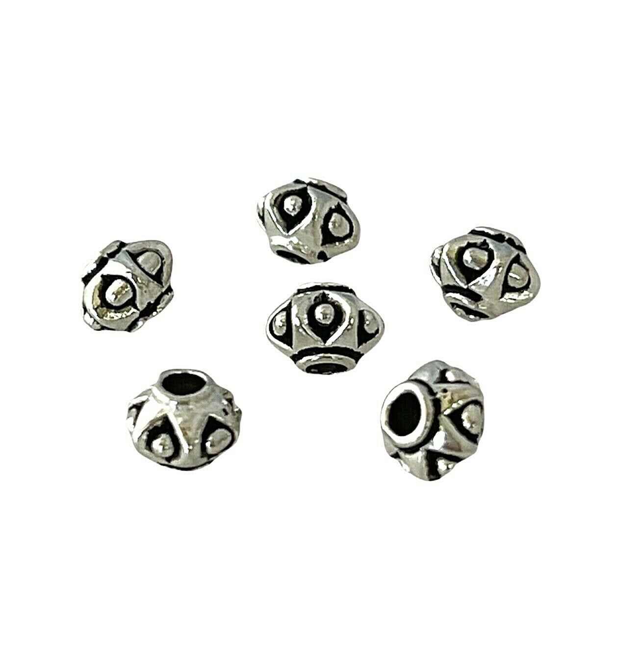 100 Antiqued Tibetan Silver 7×4.9mm Beaded Carved Rondelle Spacer Beads