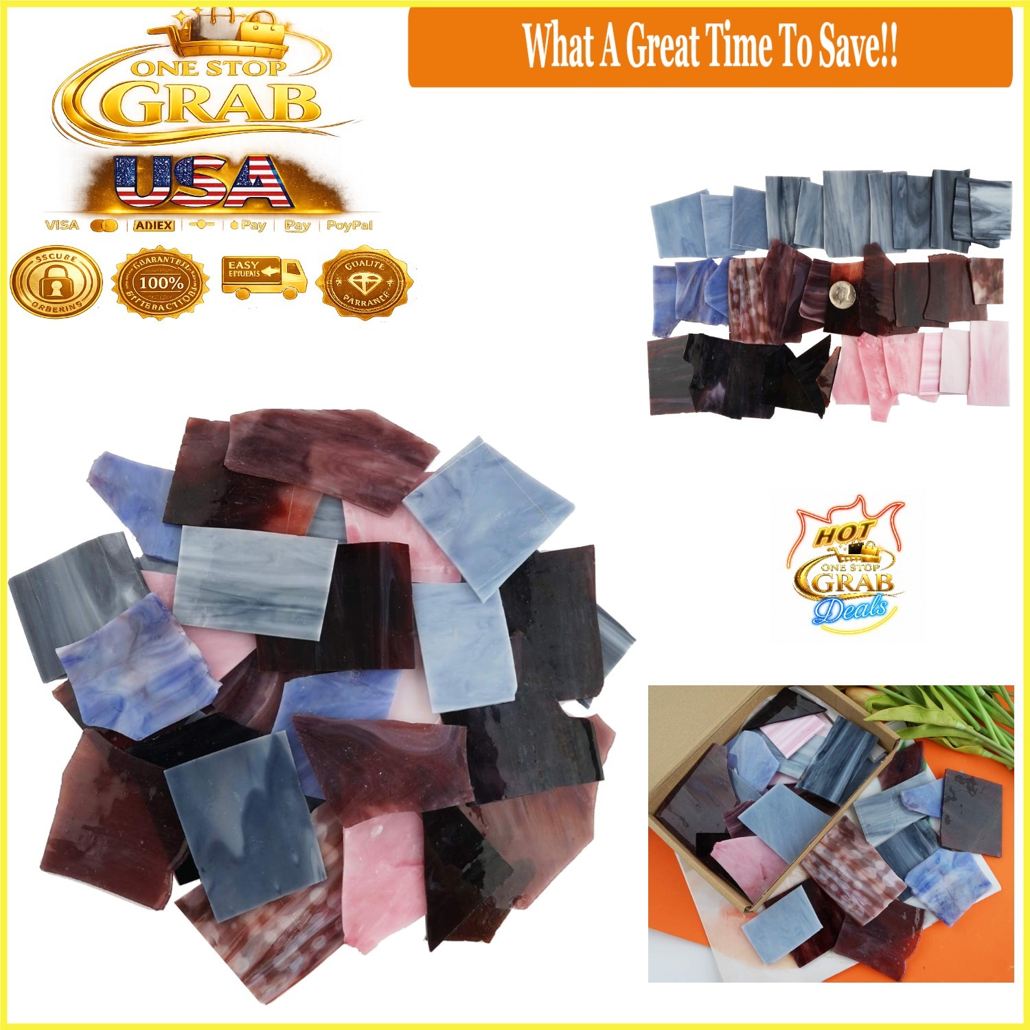 Glass Mosaic Scrap Pieces 35oz Assorted Colors Textures for Crafts Jewelry