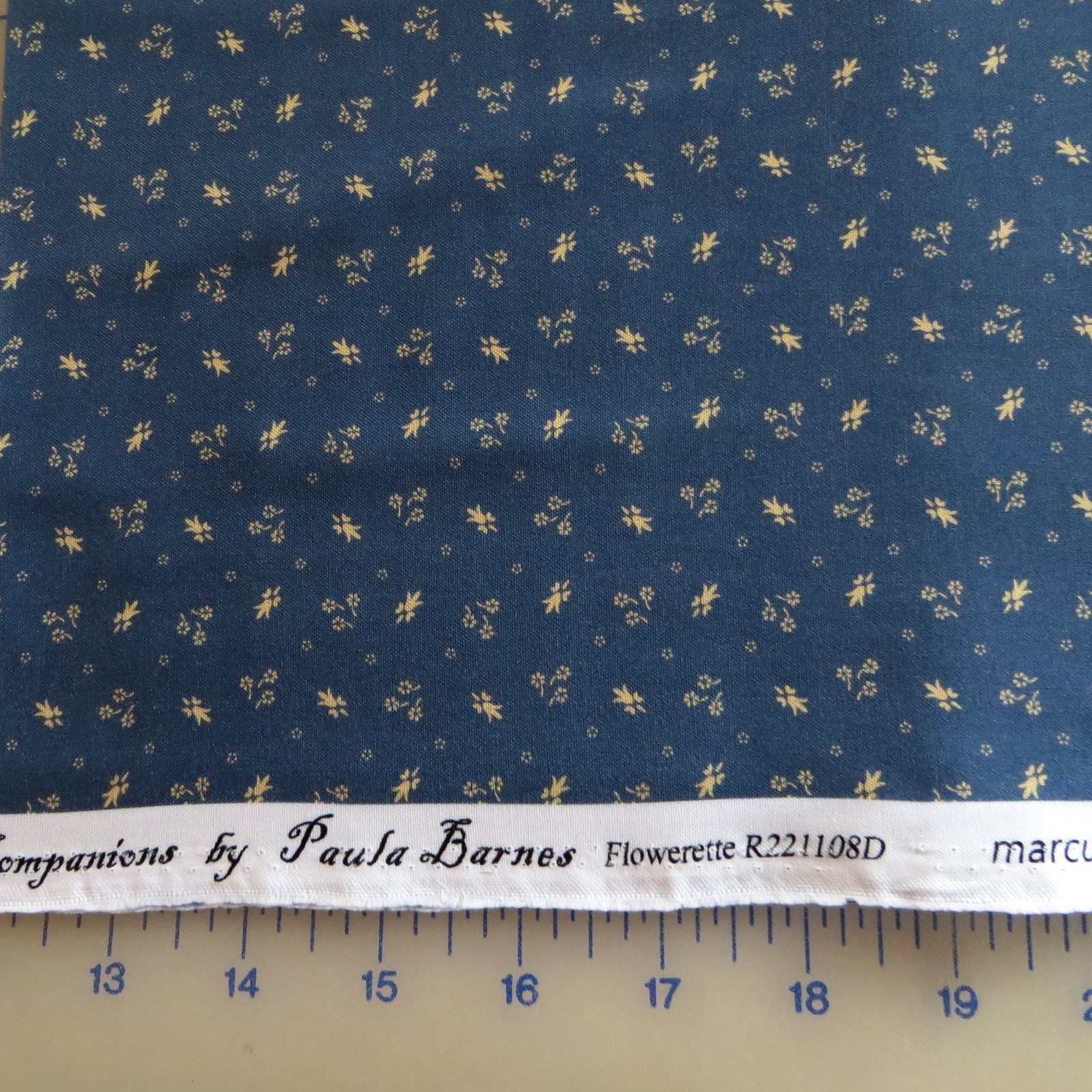 By The Yard ~ Flowerette Blue by Marcus $3.99 Ships ANY Amount Fabric