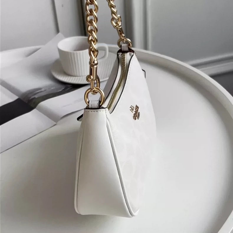 US C.OACH White CA548 Teri Shoulder Bag In Leather Coated Canvas Glacier-