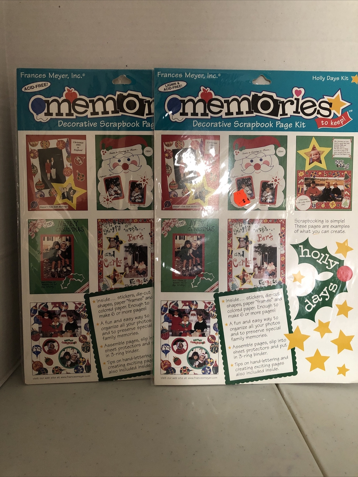 NEW Frances Meyer Memories Holly Days Scrapbook Page Kit 5020-001 2 packs