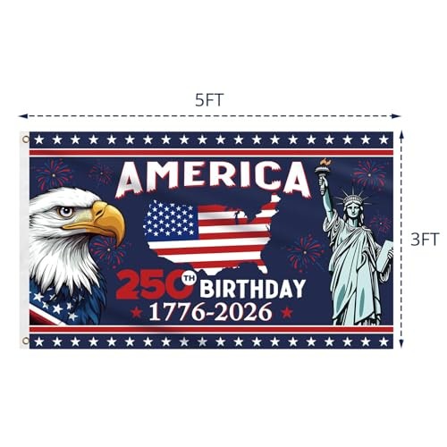 250th anniversary usa Flag – 3×5 Ft Double Sided 250 Years America Garden B