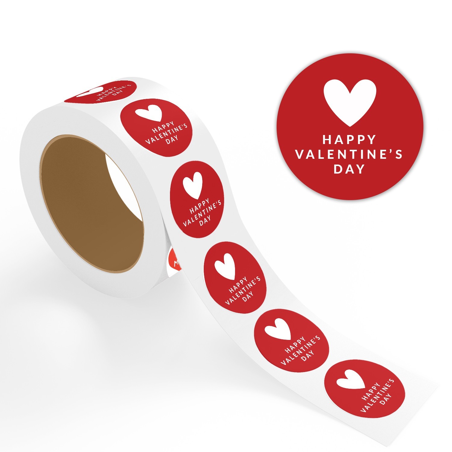 StickerJet Valentine’s Day Stickers 2″x2 Round Self-Adhesive Vinyl Labels