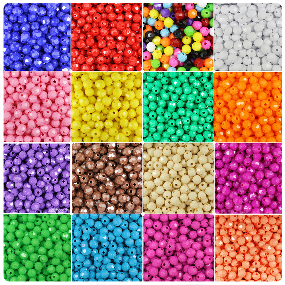 BeadTin Opaque 8mm Faceted Round Craft Beads (450pcs) – Color choice