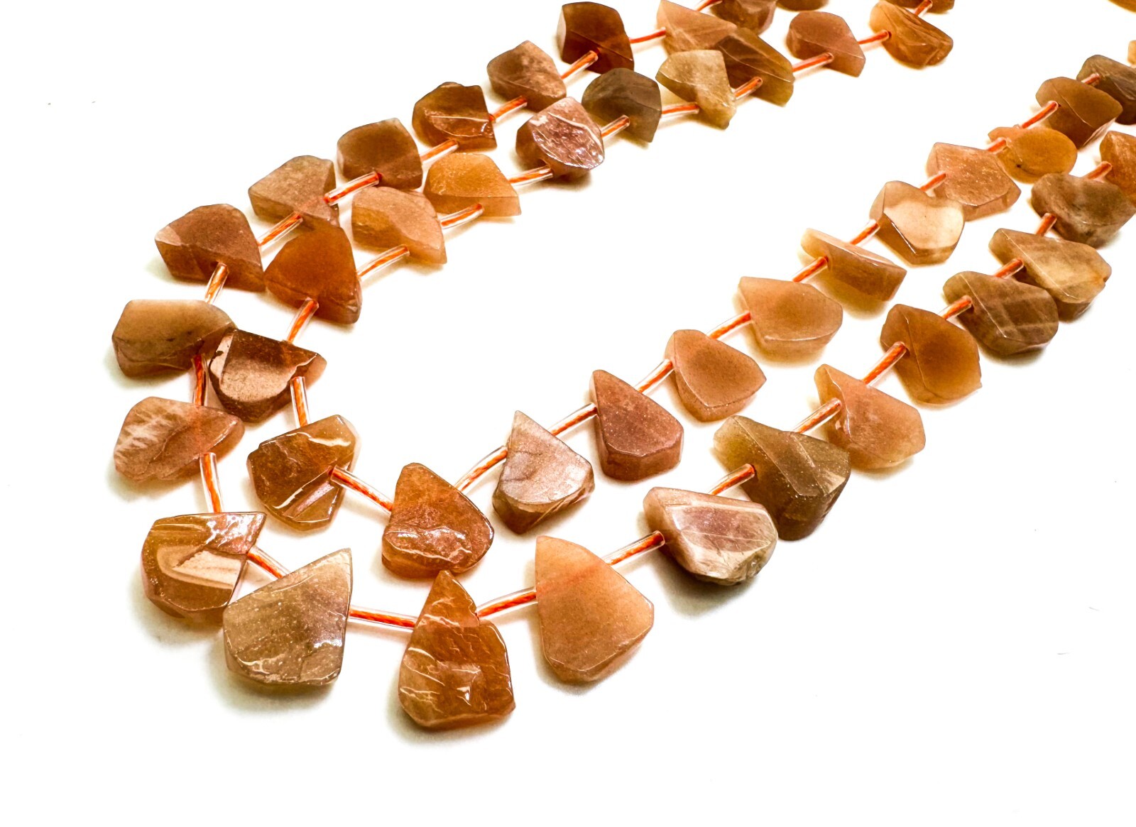 Natural Peach Moonstone Teardrop Pear Smooth Polished Gemstone Beads – PGS172