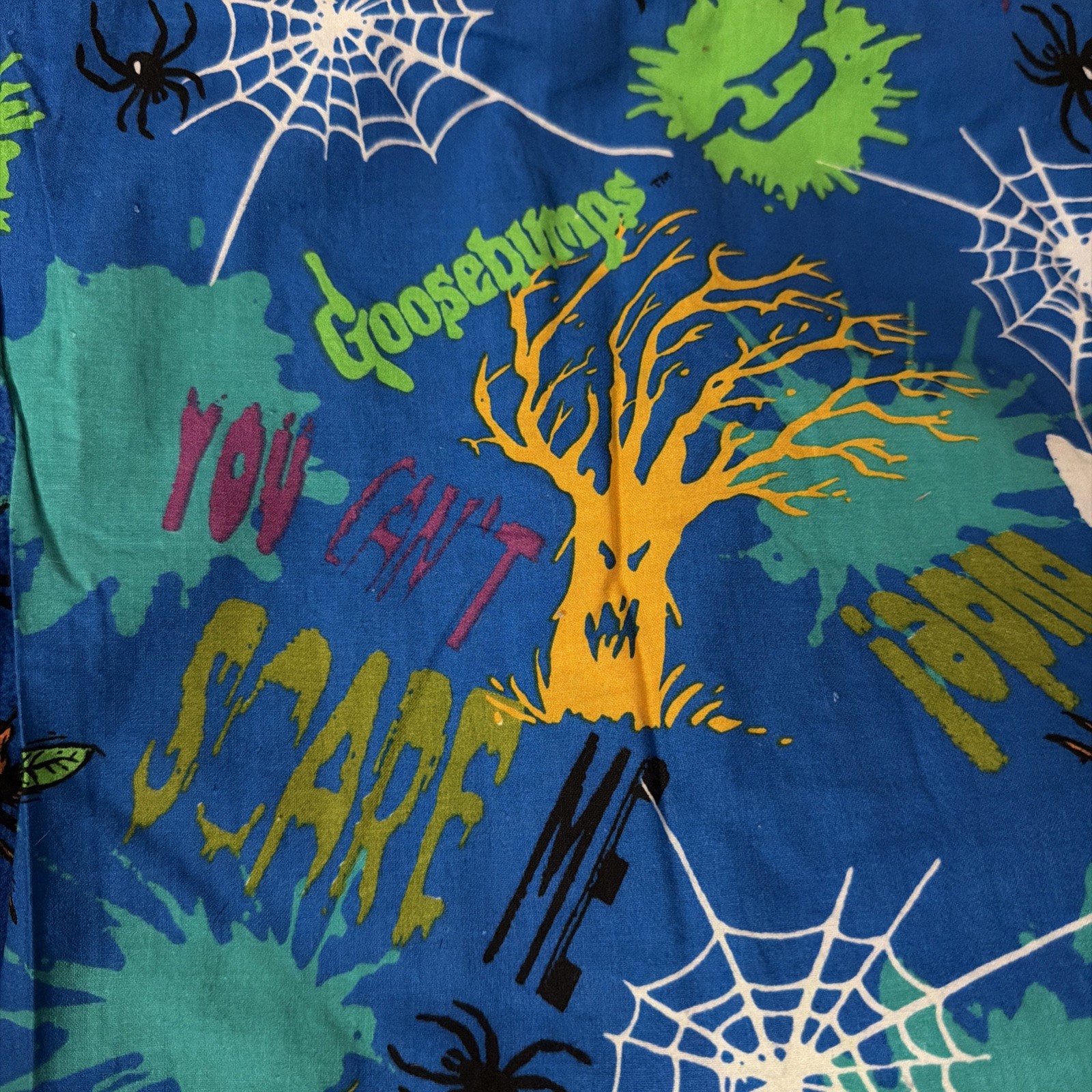 Vintage Goosebumps Fabric 1 Yard Parachute press 1997 Blue BOO