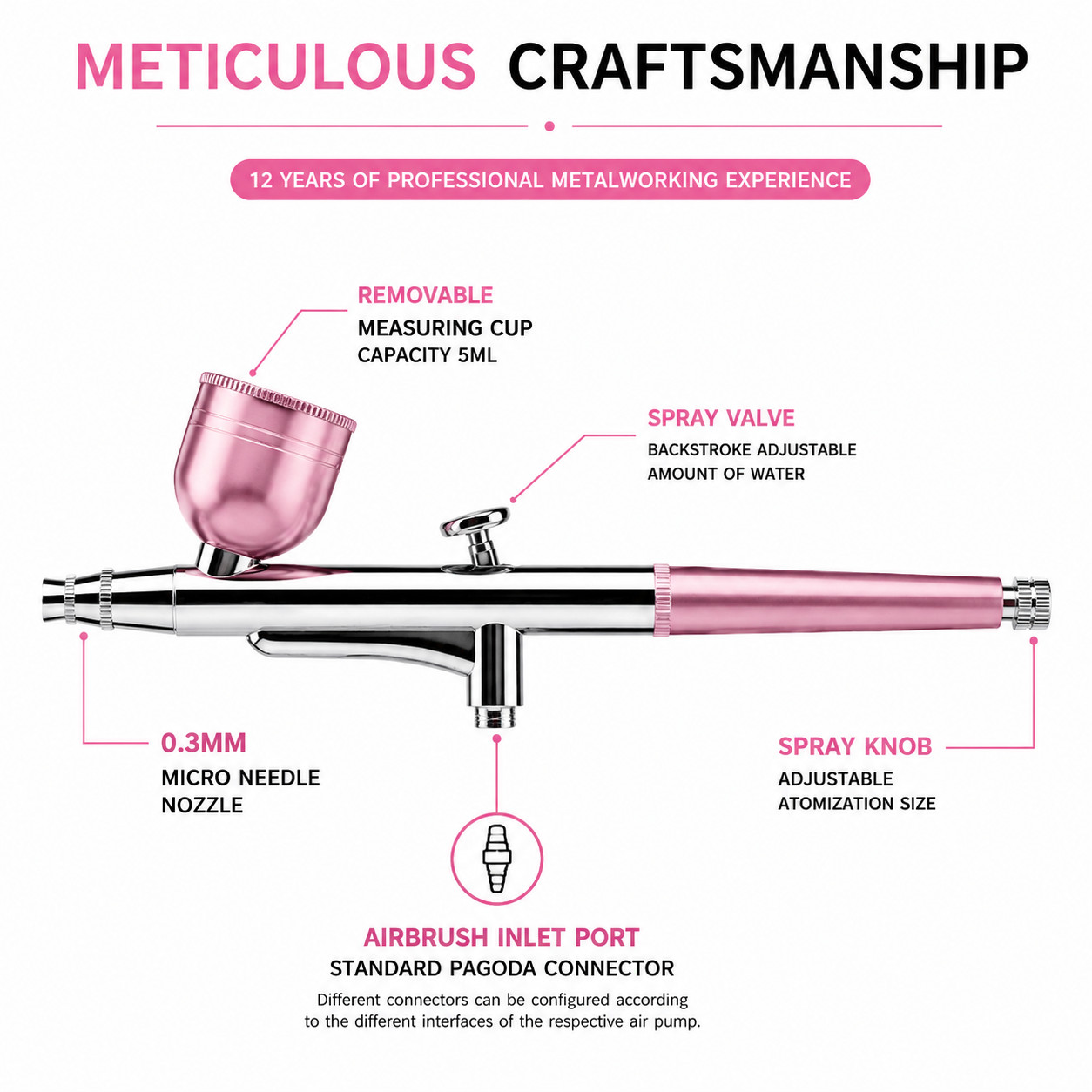 Dual Action Gravity Feed 0.3mm Gun Spray Airbrush Nail Art Paint Tattoo Tool Set