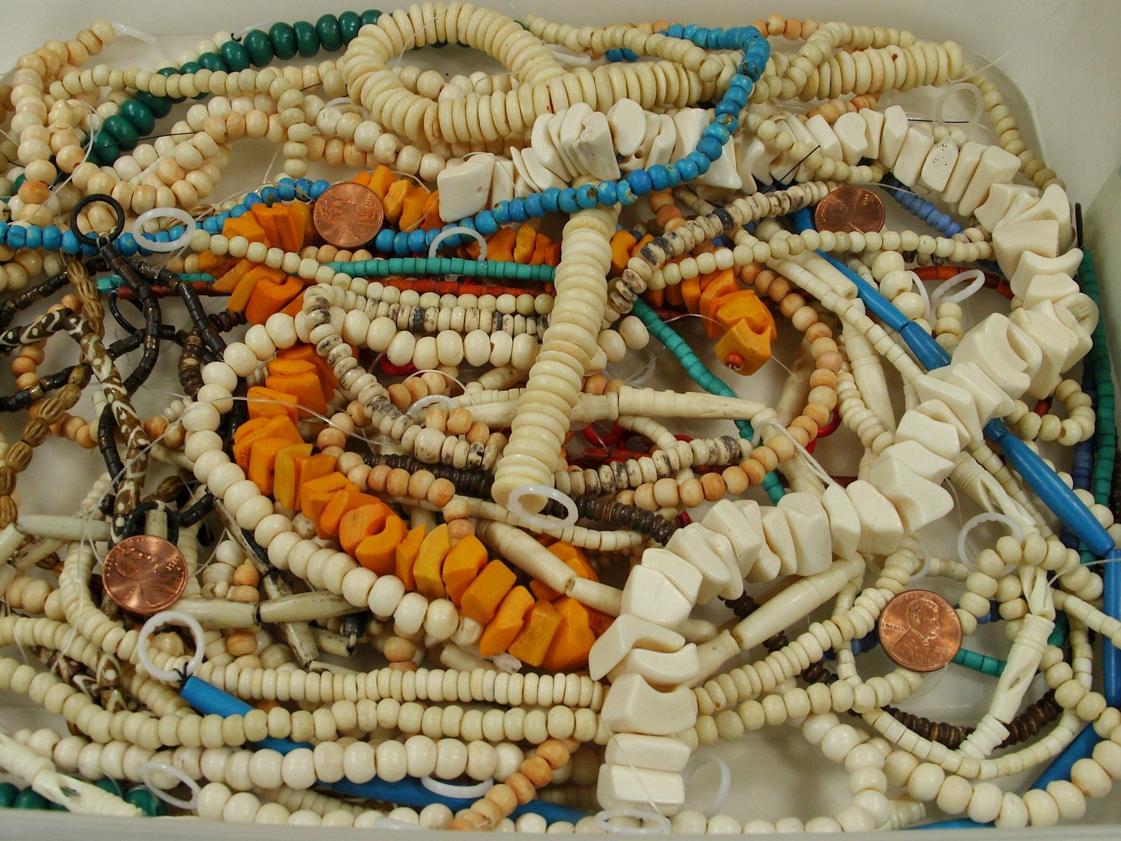 2 Pounds Assorted Shapes and Sizes India Water Buffalo Bone Beads Bulk (KRD-4) ⭐