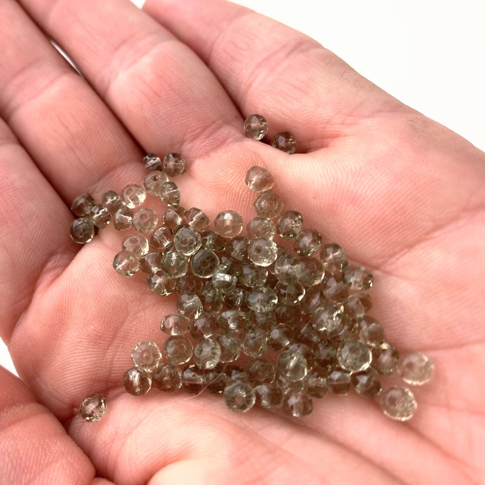 Faceted Smoke Gray Czech Glass Rondelle Spacer Beads (3x4mm) (GRCG35)