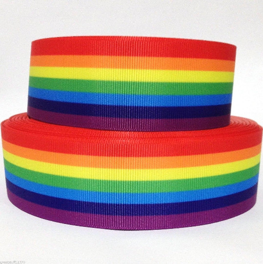GROSGRAIN RIBBON 5/8″, 7/8″, 1.5″, 3″ RAINBOW STRIPES RAINBOWS RB1 Printed