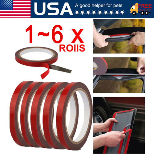 Auto Tape Acrylic Foam DOUBLE SIDED Back 3m x10mm Mounting Adhesive 1-6 ROLLS