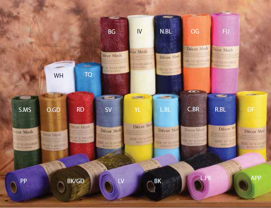 10″ x10YDS SOLID COLOR DECO MESH WRAP ROLLS FLORAL MESH WRAP RIBBON WREATHS BOWS