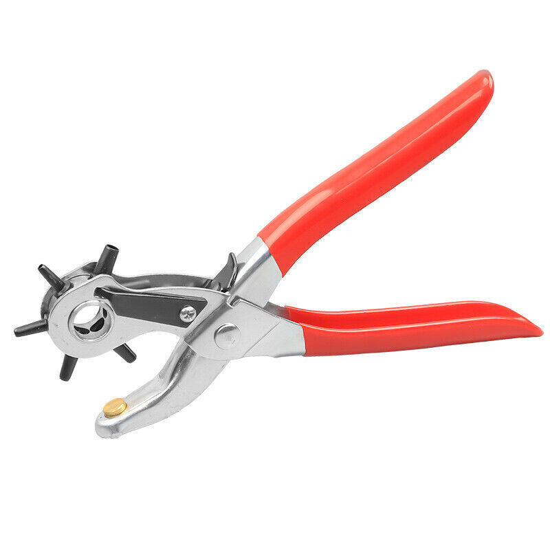 9″ Leather Hole Punch Heavy Duty Hand Pliers Belt Holes 6 Sized Puncher Tool New