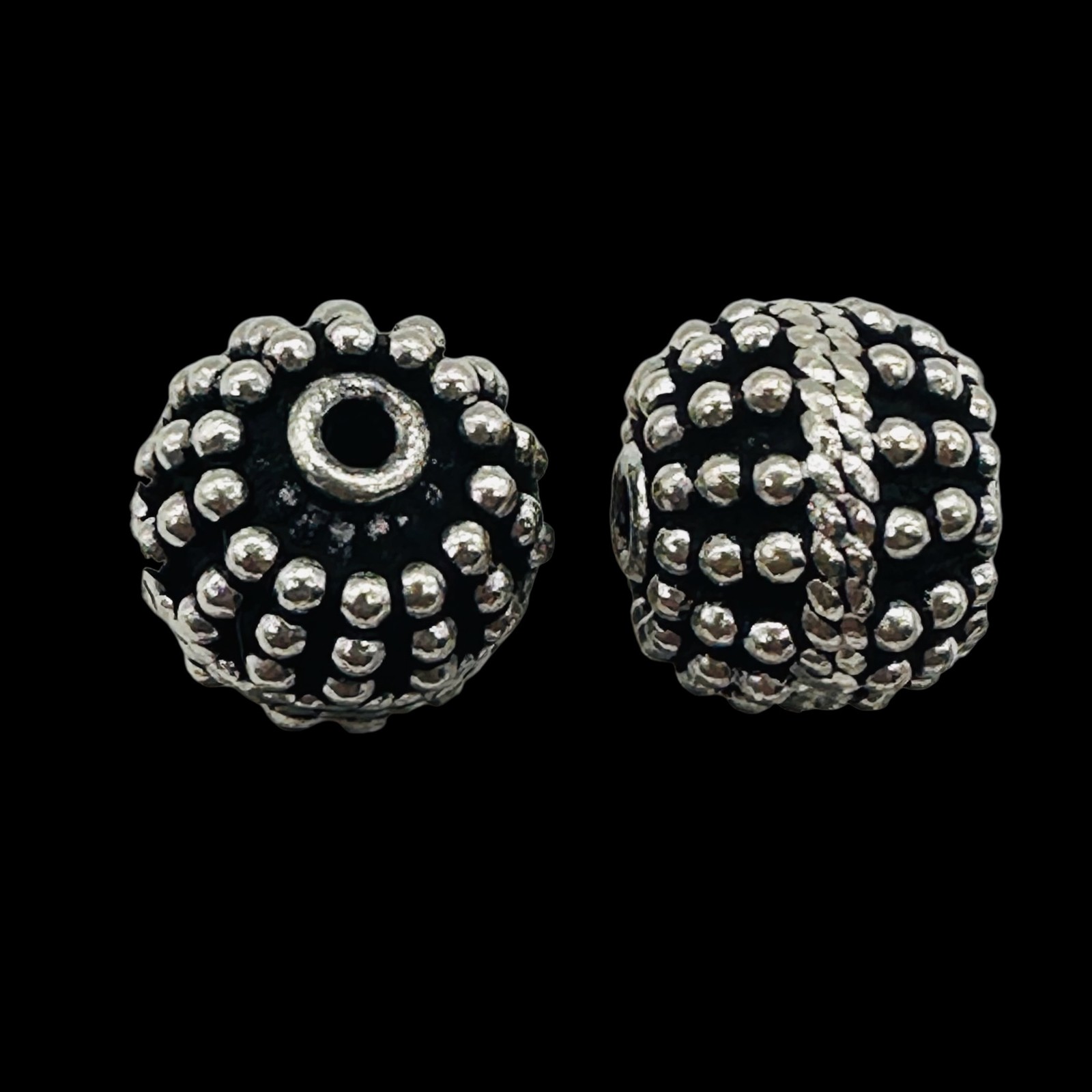 Bali Beads of Incredible Solid Sterling Silver | 12x11mm | 6 gram each| 2 Beads|