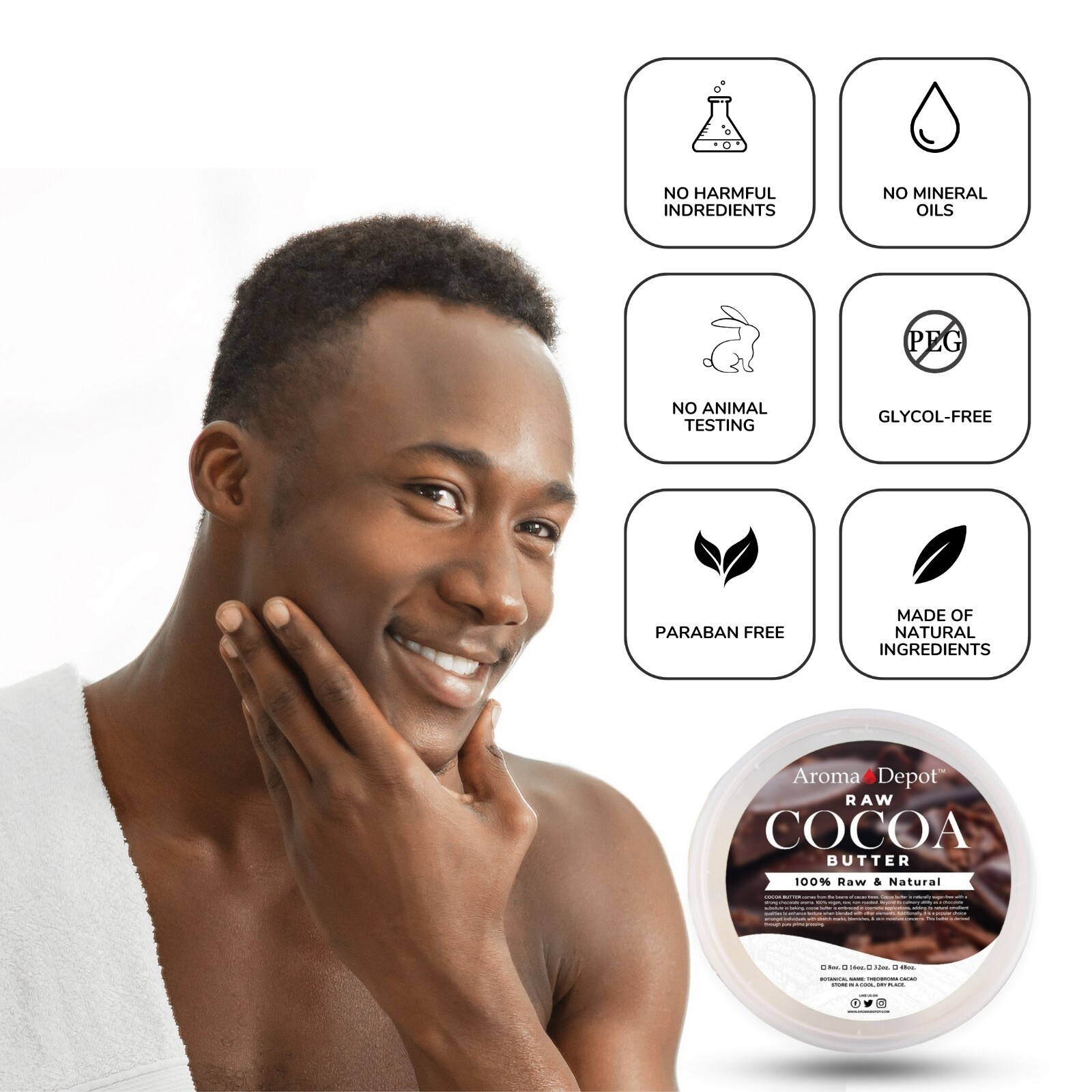 Cocoa Butter 8 oz. Raw 100% Pure Natural FOOD-GRADE Prime Pressed Cacao Butter
