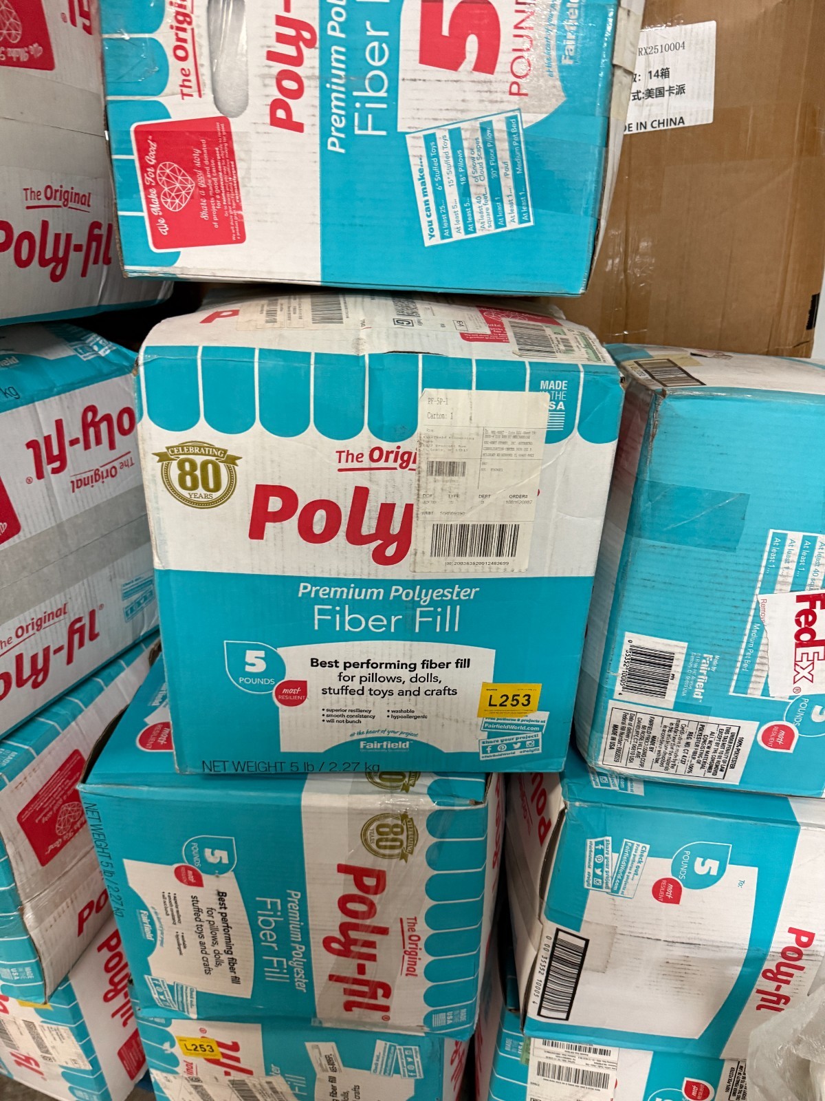Poly-Fil Premium Polyester Fiber Fill by Fairfield, 5 Pound Box