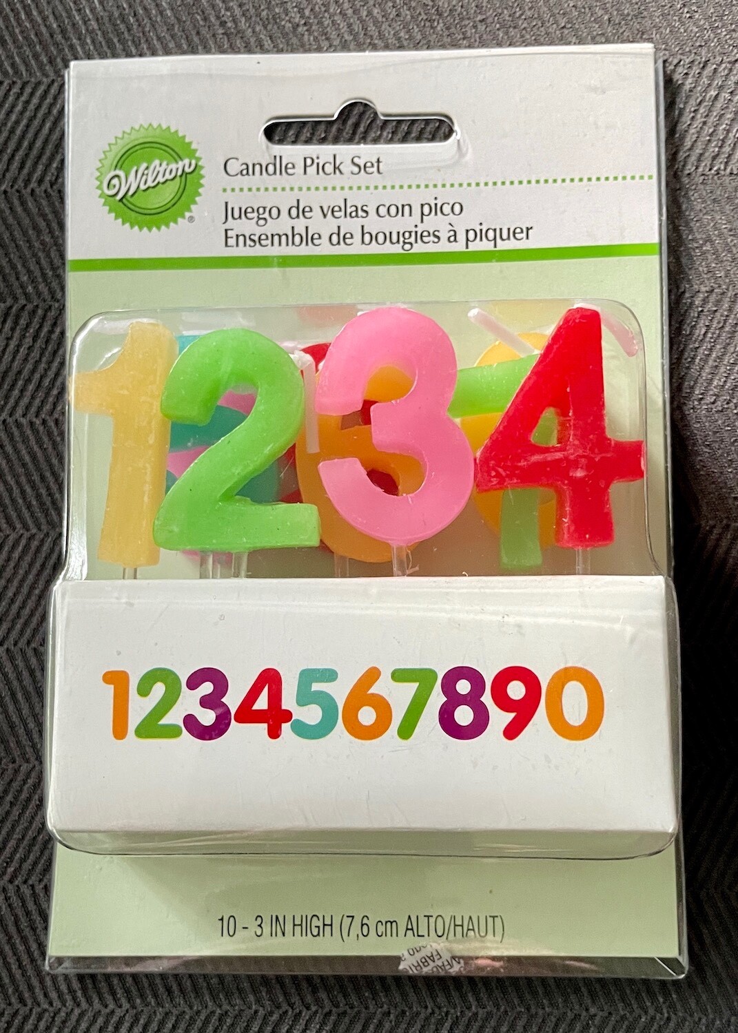 NEW Wilton BIRTHDAY Candle Pick Set 3-Inch NUMERALS multicolored 0-9