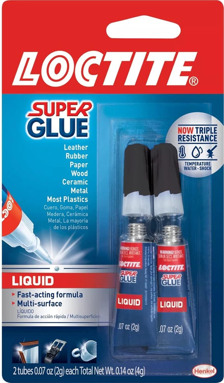 Super Glue Liquid, Clear, 0.07 fl oz Tube, 2 Pack – Superglue for Plastic, Wood,