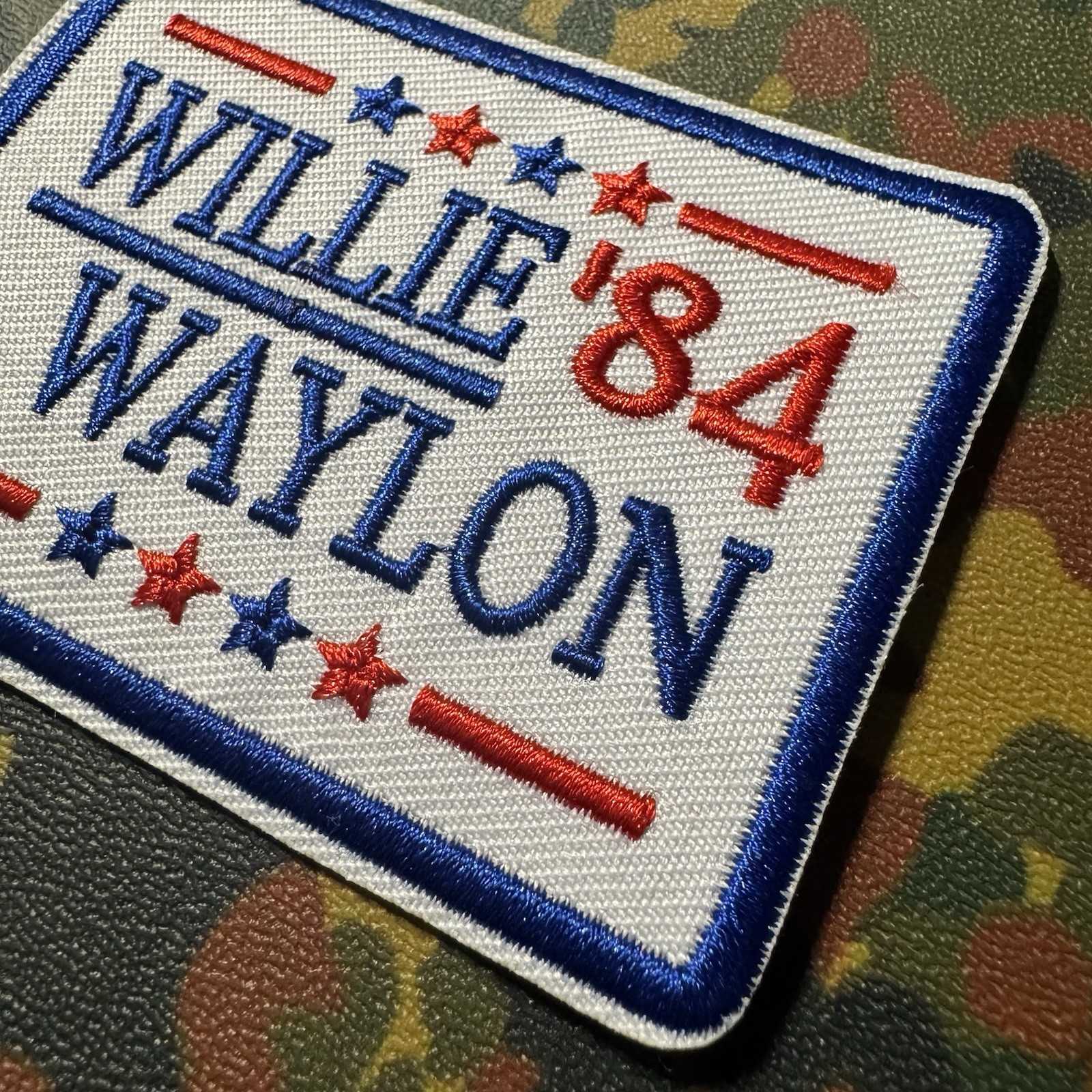 WAYLON WILLIE ‘84 Vintage Style Embroidered Sew/Iron-On Patch HAT BAG JACKET